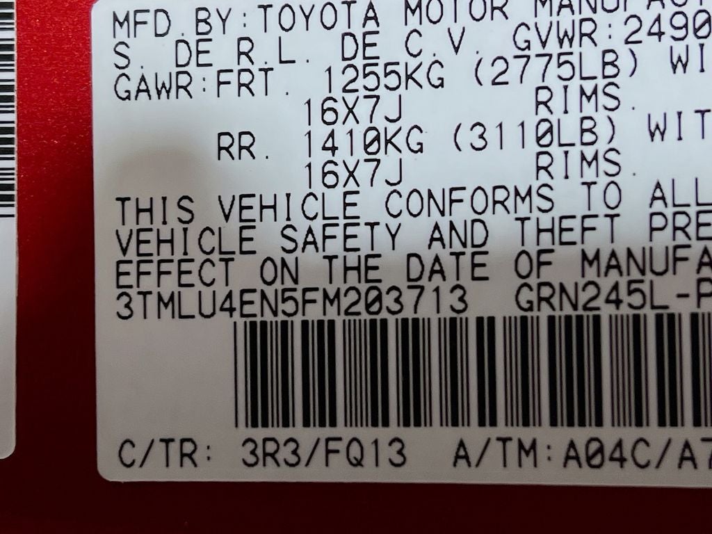 2015 Toyota Tacoma Base V6