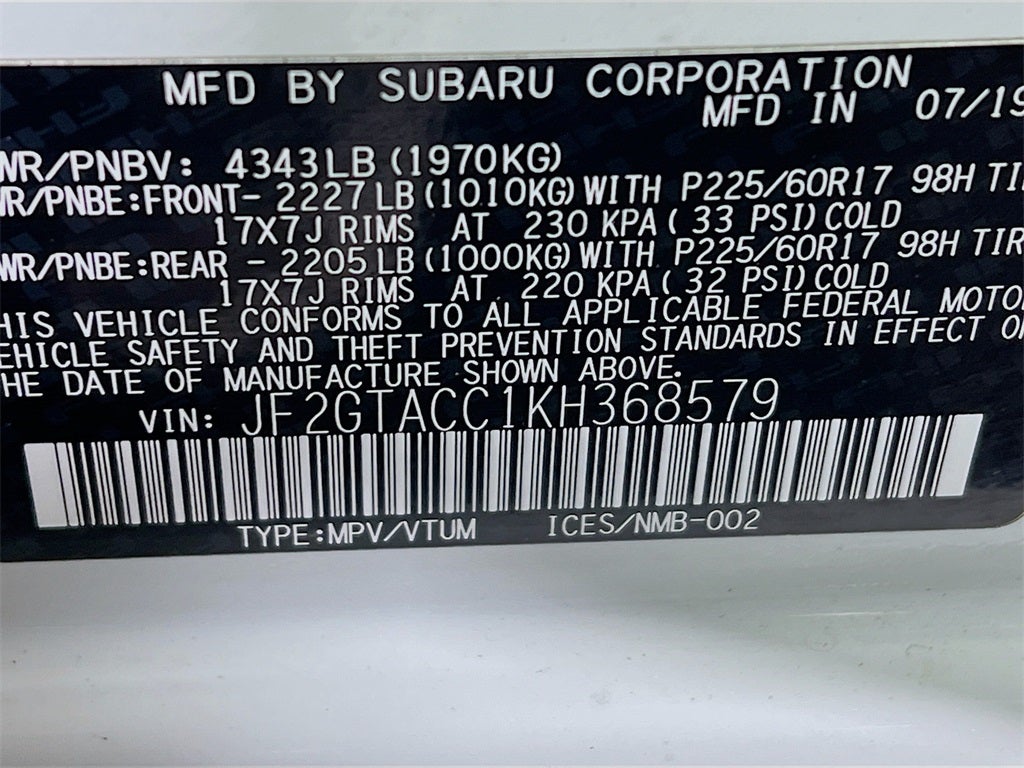 2019 Subaru Crosstrek 2.0i Premium