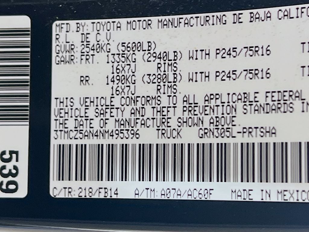 2022 Toyota Tacoma SR V6