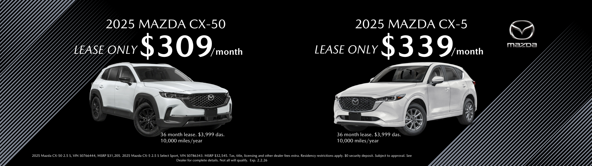 2025 CX-50 and CX-5 Lease